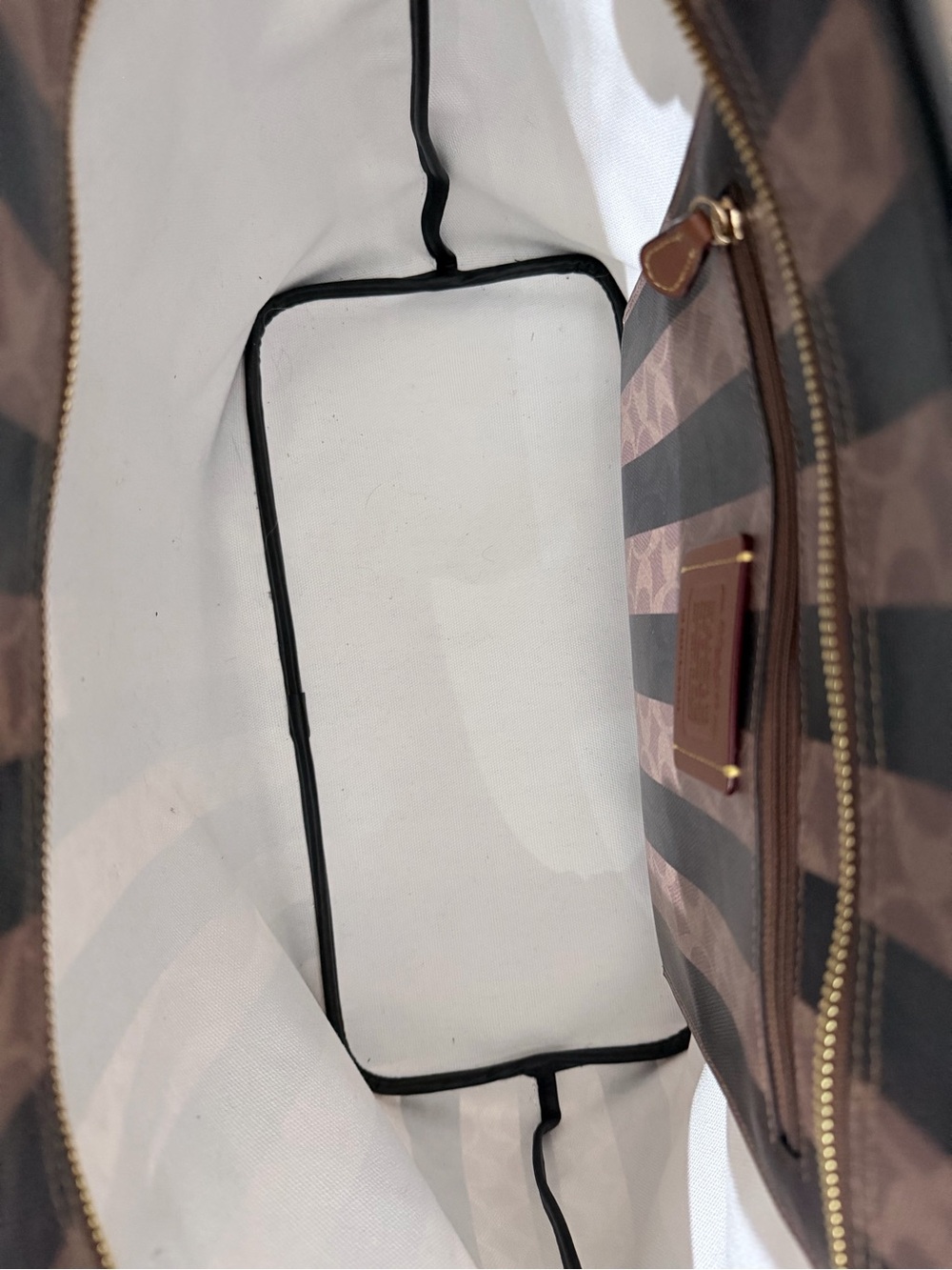 Coach Signature Stripe City Tote Bag - Brown/Black - Picture 5 of 8